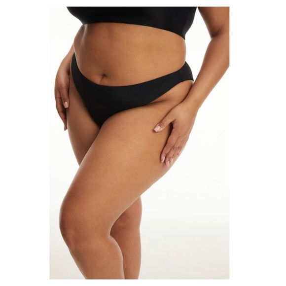 Good American Good Waist Rib Bikini Bottoms Size 3 Black - Picture 3 of 4